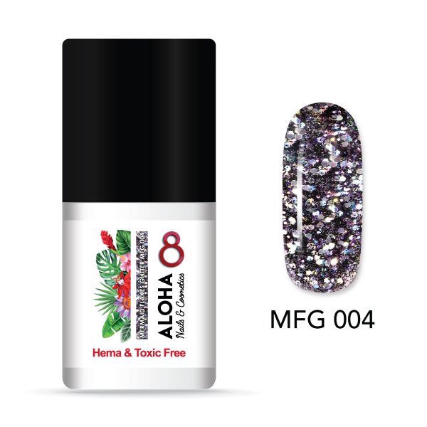 ALOHA 8ml – Mermaid Flakes Glitter / Ημιμόνιμο Glitter MFG-004