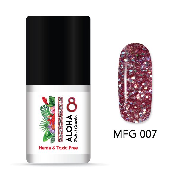 ALOHA 8ml – Mermaid Flakes Glitter / Ημιμόνιμο Glitter MFG-007