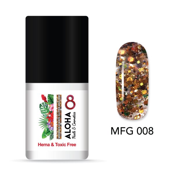 ALOHA 8ml – Mermaid Flakes Glitter / Ημιμόνιμο Glitter MFG-008
