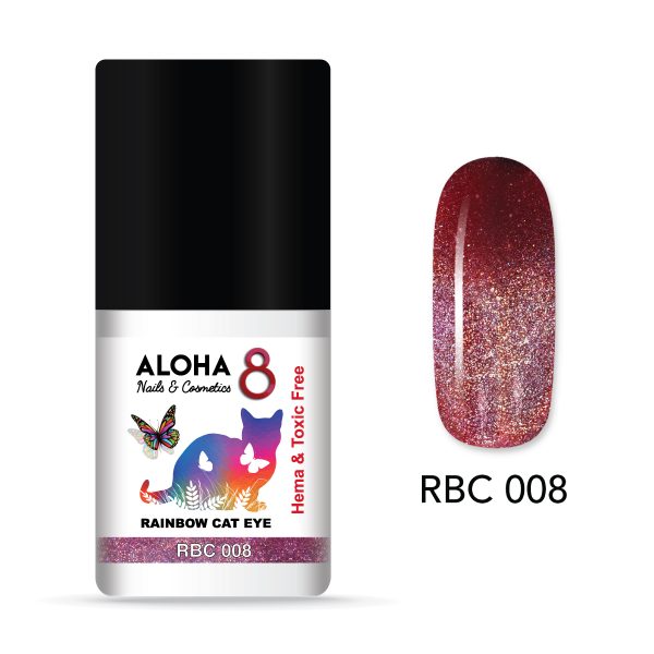 ALOHA 8ml – Rainbow Cat Eye Nail Gel Polish / RBC-008