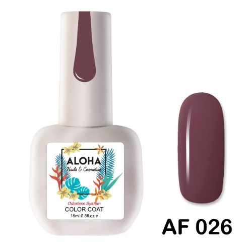 ALOHA 15ml – Color Coat AF 026 / Χρώμα: Καφέ Μελιτζανί (Eggplant Brown)