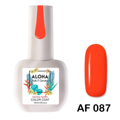 ALOHA 15ml – Color Coat AF 087 / Χρώμα: Πορτοκαλο-κόκκινο Neon (Neon Orange Red)