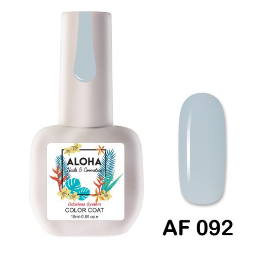 ALOHA 15ml – Color Coat AF 092 / Χρώμα: Γκρι-σιέλ απαλό (Soft Blue-Gray)