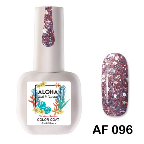 ALOHA 15ml – Color Coat AF 096 / Χρώμα: Mauve Glitter