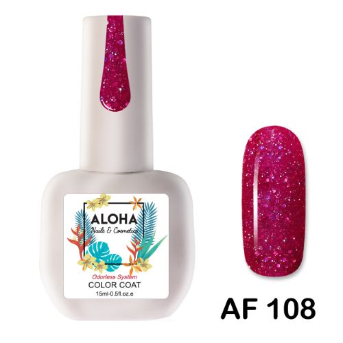 108 ALOHA 15ml – Color Coat AF 108 / Χρώμα: Ρουμπινί Glitter (Ruby Red Glitter)