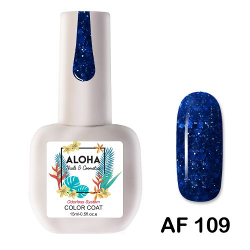 109 ALOHA 15ml – Color Coat AF 109 Μπλε Glitter με Ελεκτρίκ Παγιέτα (Blue Glitter with Electric Blue payettes)