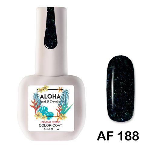 ALOHA 15ml – Color Coat AF 188 / Χρώμα: Σκούρο Κυπαρισσί με Ιριδίζον Shimmer (Dark Cypress Green with Iridescent Shimmer)