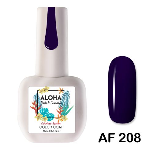 ALOHA 15ml – Color Coat AF 208 / Χρώμα: Σκούρο μπλε μωβ (Midnight Indigo Blue)