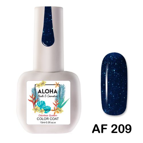 ALOHA 15ml – Color Coat AF 209 / Χρώμα: Σκούρο Μπλε μεταλλικό με Shimmer (Dark Blue with Shimmer)