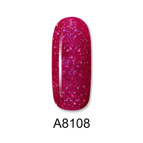 ALOHA 8ml – Color Coat A8108 / Χρώμα: Ρουμπινί Glitter (Ruby Red Glitter)