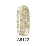 8122 ALOHA 8ml – Color Coat A8122 / Χρώμα: Light Gold Glitter with Silver Payettes (Απαλό χρυσαφί Glitter με ασημένια παγιέτα)