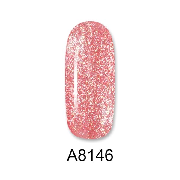 ALOHA 8ml – Color Coat A8146 / Χρώμα: Rose Orange Glitter (Πορτοκαλί Τριανταφυλλί Glitter)
