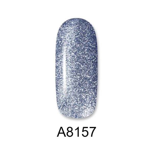 8157 ALOHA 8ml – Color Coat A8157 / Χρώμα: Light Blue Metallic Glitter (Μεταλλικό Γκρι-Σιέλ με Glitter)
