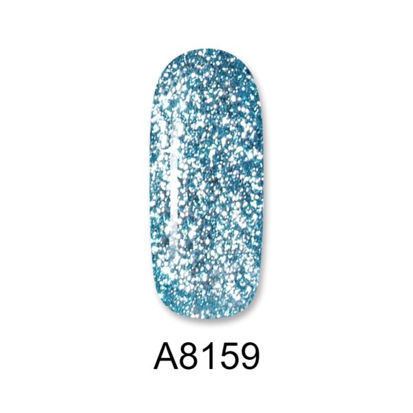 ALOHA 8ml – Color Coat A8159 / Χρώμα: Cyan Glitter (Γκριζογάλανο Glitter)