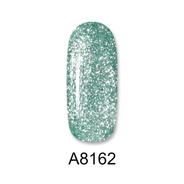 ALOHA 8ml – Color Coat A8162 / Χρώμα: Minty Mermaid Metallic with Glitter (Μέντα Γοργονέ Μεταλλικό με Glitter)