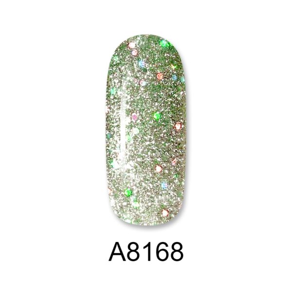 8168 ALOHA 8ml – Color Coat A8168 / Χρώμα: Khaki Green Iridiscent Glitter (Πράσινο χακί ιριδίζον glitter)