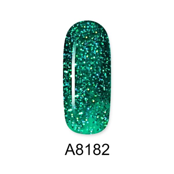ALOHA 8ml – Color Coat A8182 / Χρώμα: Christmas Tree Green Glitter (Πράσινο Glitter Χριστουγέννων)