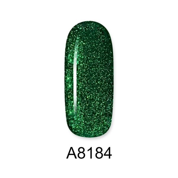 ALOHA 8ml – Color Coat A8184 / Χρώμα: Metallic Dark Green with Glitter (Πράσινο σκούρο μεταλλικό με Glitter)