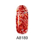 ALOHA 8ml – Color Coat A8189 / Χρώμα: Flame Red Glitter Transparent (Κόκκινο φλογερό Glitter διάφανο)