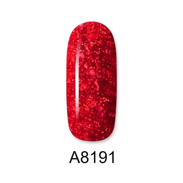8191 ALOHA 8ml – Color Coat A8191 / Χρώμα: Red with Red Glitter and Payettes (Κόκκινο με κόκκινο Glitter και παγιέτα)