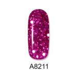 ALOHA 8ml – Color Coat A8211 / Χρώμα: Dark Fuschia with payettes (Σκούρο Φούξια με παγιέτα)