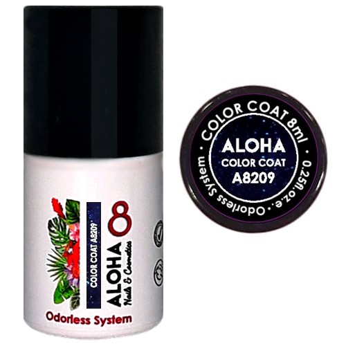 ALOHA 8ml – Color Coat A8209 / Χρώμα: Dark Blue with Shimmer (Σκούρο Μπλε με Shimmer)
