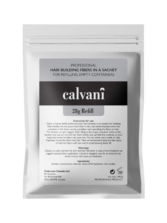 Calvani Hair Building Fibers Σκόνη Πύκνωσης Refill Pack Black (Μαύρο) 28gr