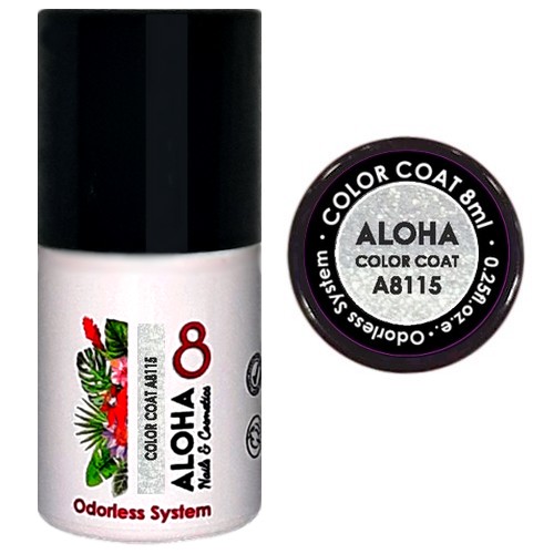 ALOHA 8ml – Color Coat A8115 / Χρώμα: White Glitter (Λευκό Glitter)