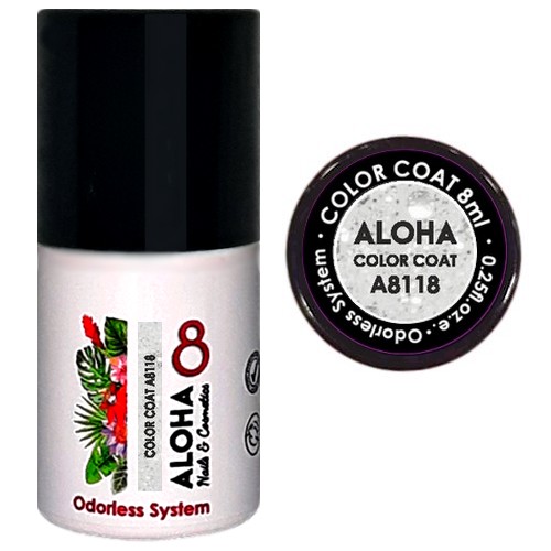 ALOHA 8ml – Color Coat A8118 / Χρώμα: Silver Glitter payette Transparent (Διάφανο ασημί Glitter Παγιέτα)