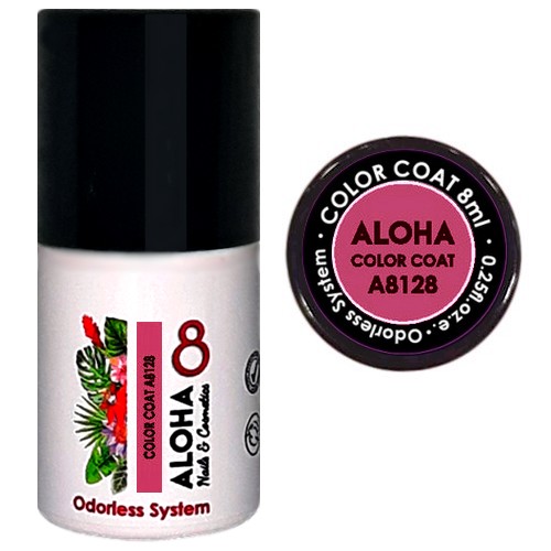 ALOHA 8ml – Color Coat A8128 / Χρώμα: Rose pastel (Σκούρο τριανταφυλλί παστέλ)