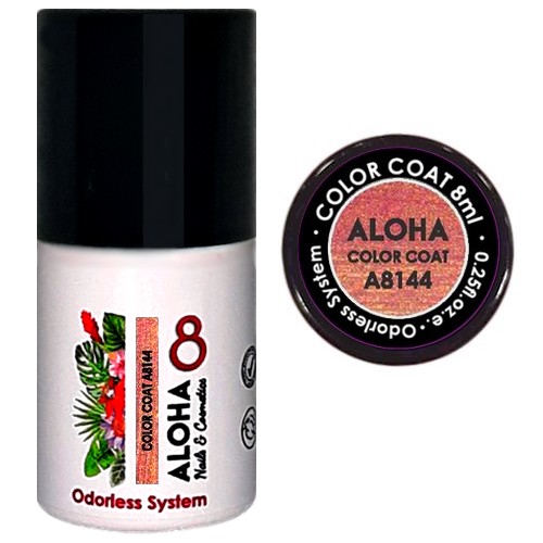 ALOHA 8ml – Color Coat A8144 / Χρώμα: Coral Pink Metallic (Ροζ Κοραλί Μεταλλικό)