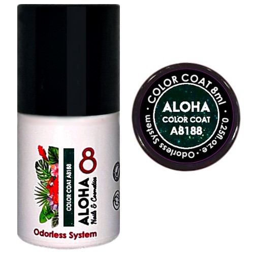 ALOHA 8ml – Color Coat A8188 / Χρώμα: Dark Cypress Green with Iridescent Shimmer (Σκούρο Κυπαρισσί με Ιριδίζον Shimmer)