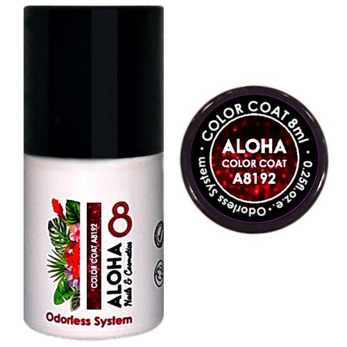 ALOHA 8ml – Color Coat A8192 / Χρώμα: Bordeaux Glitter (Μπορντώ με Glitter)