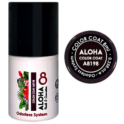 ALOHA 8ml – Color Coat A8198 / Χρώμα: Dark Aubergine Metallic with Chameleon Shimmer (Σκούρο Μελιτζανί Μεταλλικό με Chameleon Shimmer)