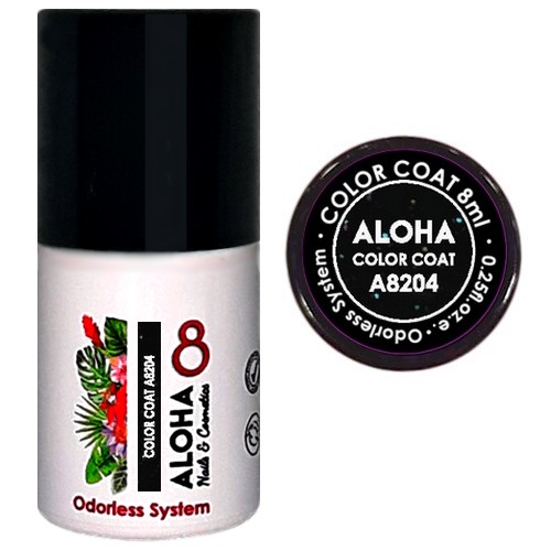 ALOHA 8ml – Color Coat A8204 / Χρώμα: Black with Iridescent Shimmer (Μαύρο με Ιριδίζον Shimmer)