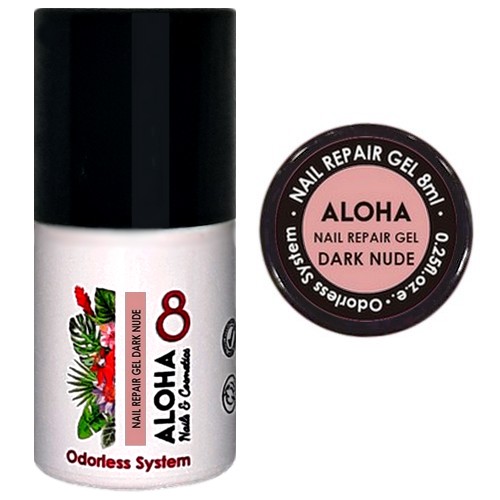 ALOHA 8ml – Nail Repair Gel / Rubber Base για θεραπεία νυχιών, ενισχυμένη με πρωτεΐνες – Χρώμα: Dark Nude