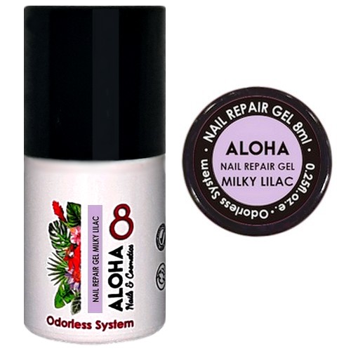 ALOHA 8ml – Nail Repair Gel / Rubber Base για θεραπεία νυχιών, ενισχυμένη με πρωτεΐνες – Χρώμα: Milky Lilac