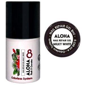 ALOHA 8ml – Nail Repair Gel / Rubber Base για θεραπεία νυχιών, ενισχυμένη με πρωτεΐνες – Χρώμα: Milky White