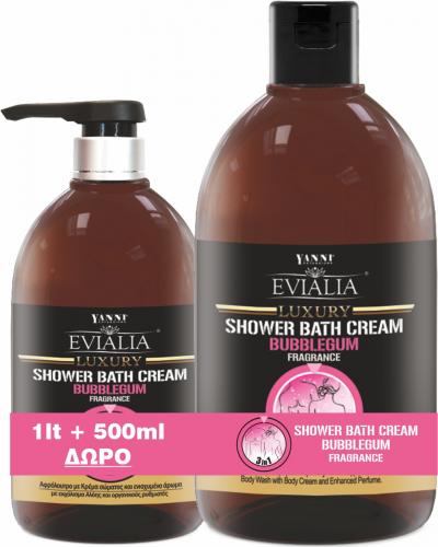 Yanni Evialia Shower Bath Cream Τσιχλόφουσκα Με Κρέμα Σώματος - 1lt + 500ml Refill Δώρο