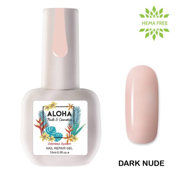 Aloha 15ml – Nail Repair Gel / Θεραπεία Ημιμόνιμου με πρωτεΐνες & χρώμα – Dark Nude