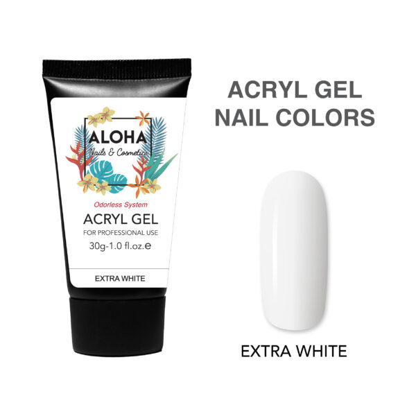 Aloha Acryl Gel UV/LED 30 gr – Extra White (Ασβέστης)