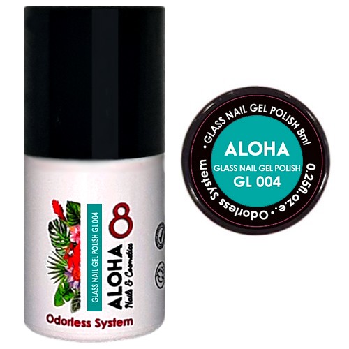 ALOHA 8ml – Glass Nail Gel Polish GL 004 / Χρώμα: Διάφανο Τιρκουάζ