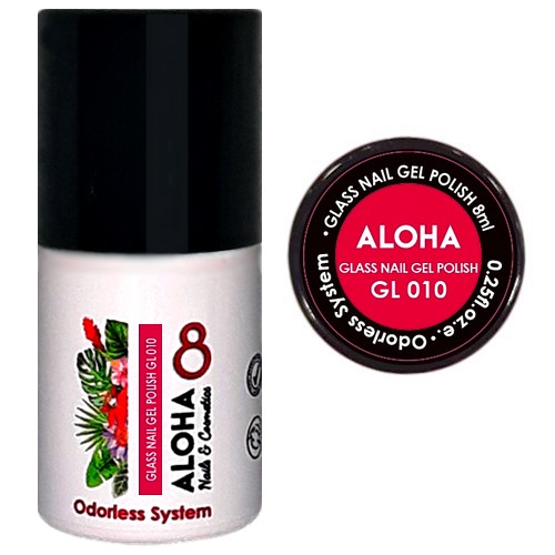 ALOHA 8ml – Glass Nail Gel Polish GL 010 / Χρώμα: Διάφανο Κόκκινο-Φουξ