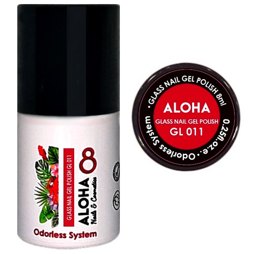 ALOHA 8ml – Glass Nail Gel Polish GL 011 / Χρώμα: Διάφανο Κόκκινο