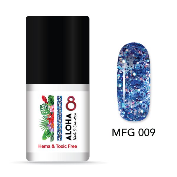 ALOHA 8ml – Mermaid Flakes Glitter / Ημιμόνιμο Glitter MFG-009