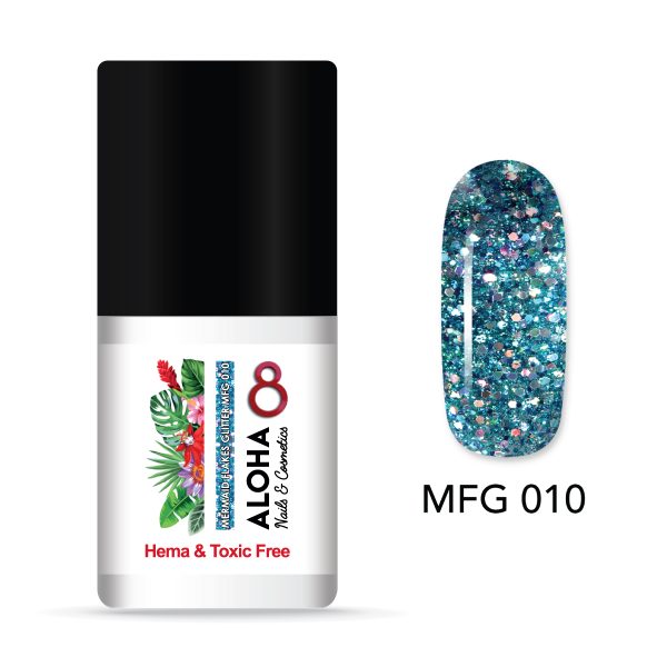 ALOHA 8ml – Mermaid Flakes Glitter / Ημιμόνιμο Glitter MFG-010