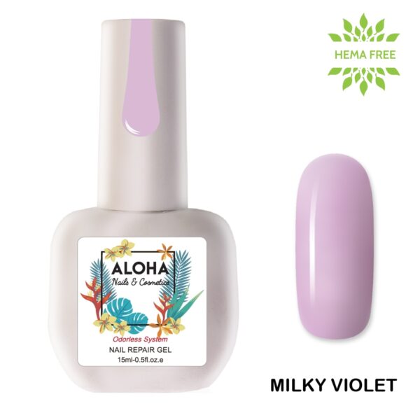 Aloha 15ml – Nail Repair Gel / Θεραπεία Ημιμόνιμου με πρωτεΐνες & χρώμα – Milky Violet