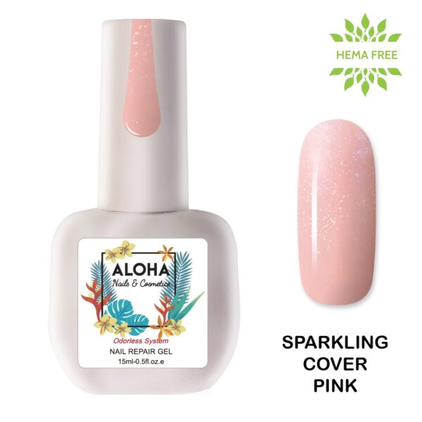Aloha 15ml – Nail Repair Gel / Θεραπεία Ημιμόνιμου με πρωτεΐνες & χρώμα – Sparkling Cover Pink