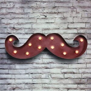 Φωτιζόμενο Διακοσμητικό Barber Moustache Light Vintage Rust