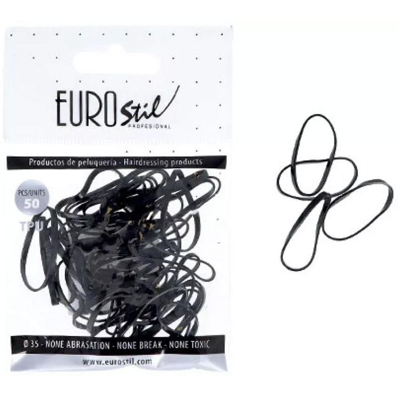 Eurostil Μαύρα Λαστιχάκια Σιλικόνης σετ 50τμχ